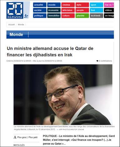 20 minutes un ministre allemand accuse le qatar de financer les djihadistes en irak