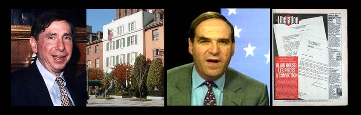 20 NOVEMBRE 1992 : LE PRÉ-ACCORD DE BLAIR HOUSE CONCLU ENTRE LE US TRADE REPRESENTATIVE ET LE COMMISSAIRE EUROPÉEN OUVRE LA VOIE À LA MONDIALISATION DITE "INÉVITABLE" De gauche à droite : 1) Mickaël Kantor, Représentant américain au Commerce - 2) Blair House, résidence officielle des hôtes du président des Etats-Unis - 3) Leon Brittan (anobli depuis lors), Commissaire européen britannique en charge des négociations commerciales multilatérales - 4) DIx mois après, la couverture du journal Libération (N°3857 du 15-10-1993) revient sur la façon dont ce pré-accord a été conclu, tout spécialement au préjudice de la France.