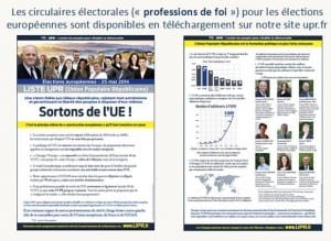 profession de foi upr liste europeenne