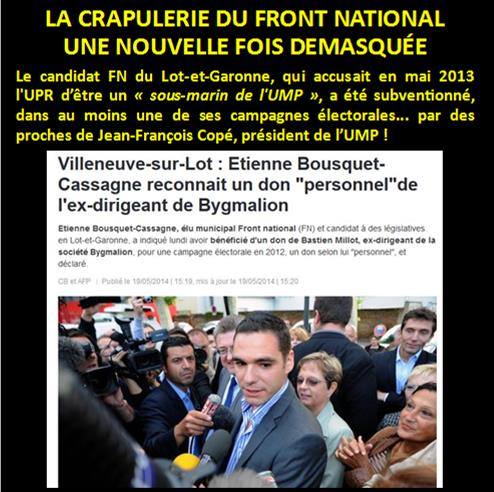 Le candidat FN du Lot-et-Garonne, qui qualifiait l'UPR de « sous-marin de l'UMP », était payé... par des proches de J-F. Copé
