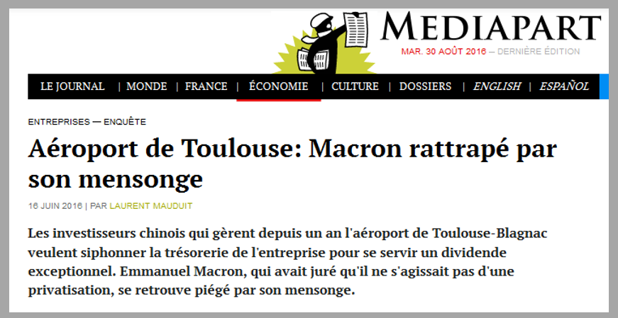 macron mensonge aeroport toulouse blagnac