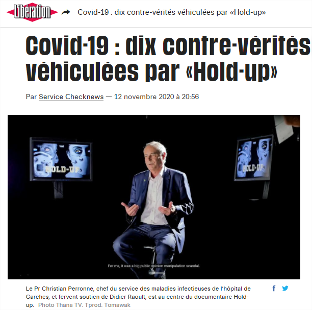 Photo de l'article de libération : les contre-vérités du documentaire hold-up
 