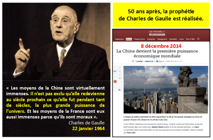 CHINE N°1 ETATS-UNIS SUR LE DECLIN - prophétie de Charles de Gaulle