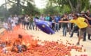 Espagne : des paysans brûlent leurs fruits et le drapeau européen pour protester contre les sanctions contre la Russie