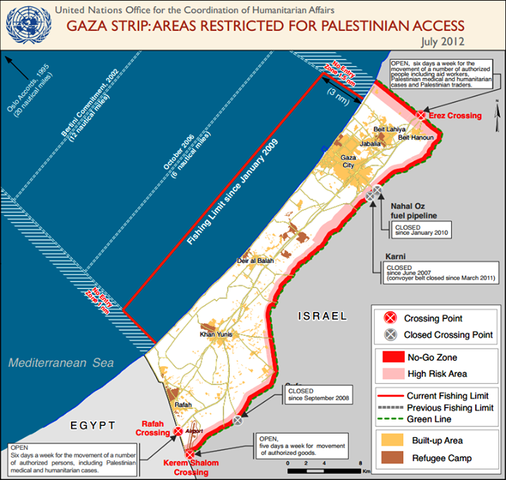 La Bande de Gaza est enserrée d'une muraille sur toutes ses frontières terrestres