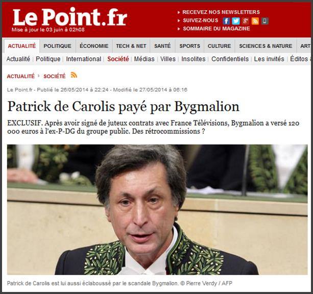 France, Patrick de Carolis payé par Bygmalion